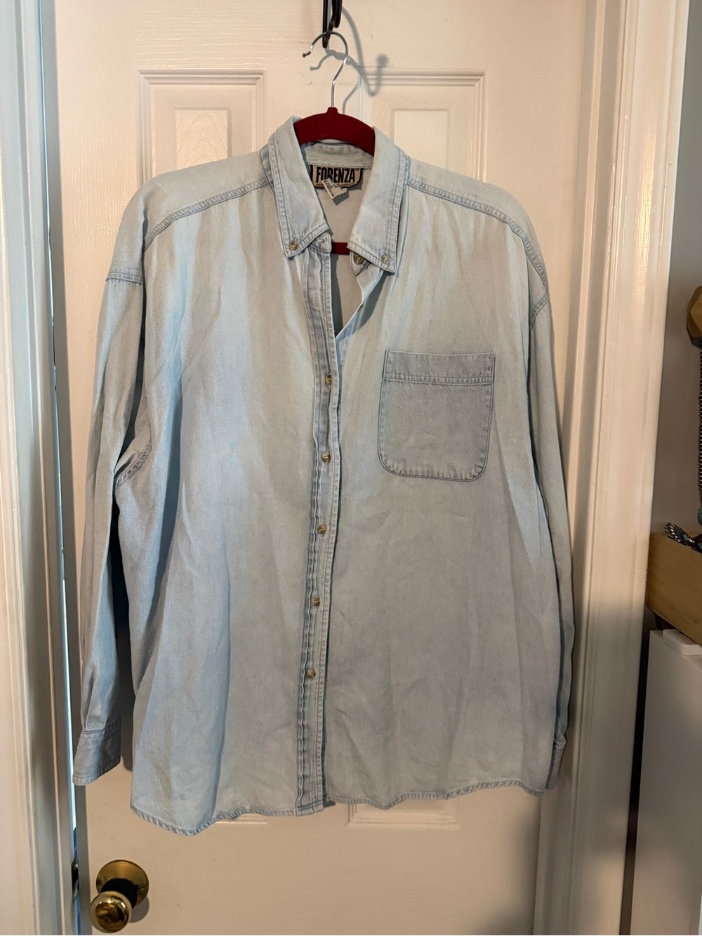 Forenza Light Blue Denim Button-Down Shirt L